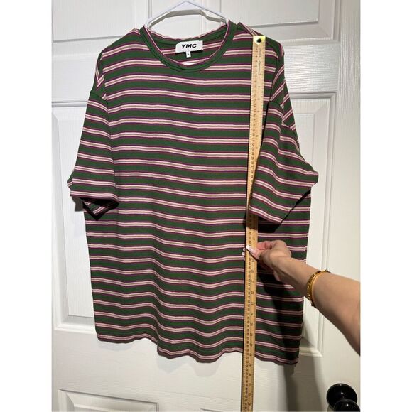 NWOT YMC Triple Stripe Short Sleeve Green & Red T-Shirt Tee Men's Medium - Picture 8 of 10